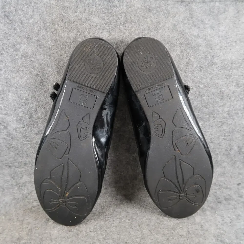 Girls Dress Shoes Mary Jane Ballet Flats Kids 3 Black Patent Buckle Straps
